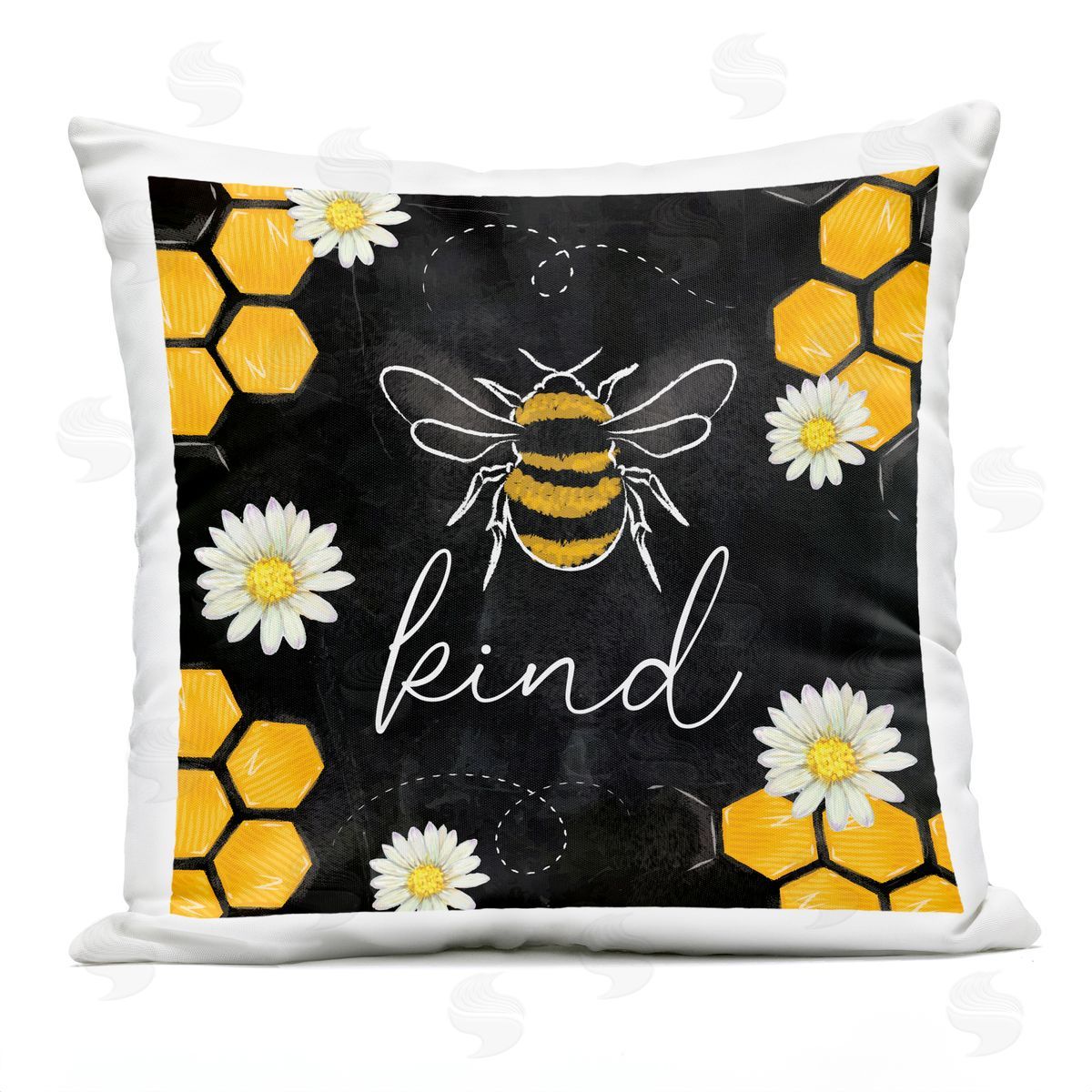 Nicole DeCamp Bee Kind Honeycomb Daisies Outdoor Quick-Dry Polyester Printed Throw Pillow