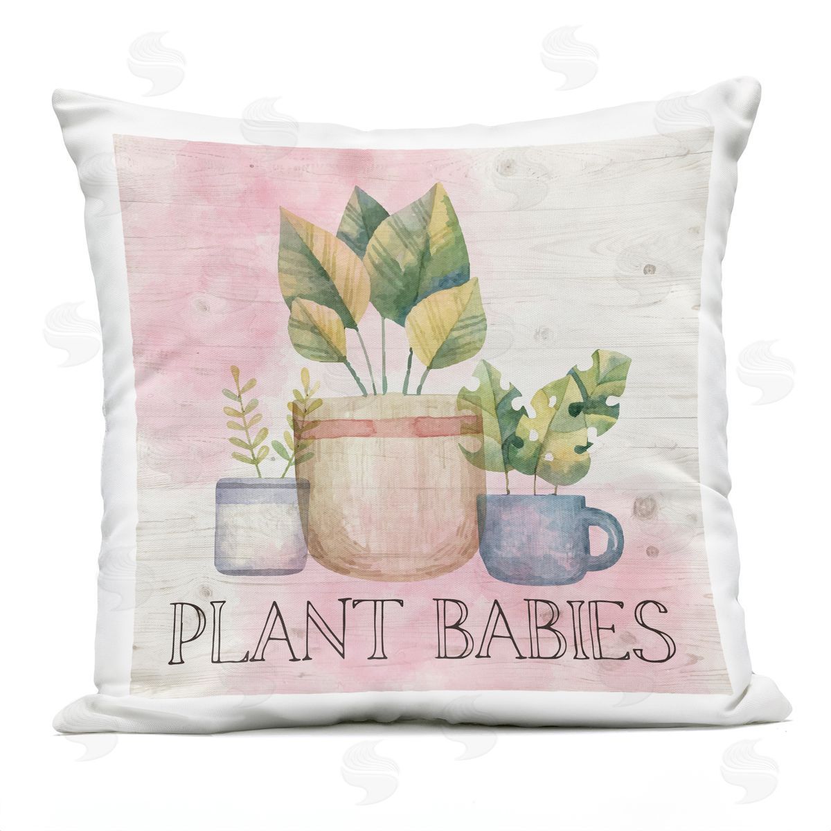 Nicole DeCamp Plant Babies Potted Greenery Garden Outdoor Quick-Dry Polyester Printed Throw Pillow