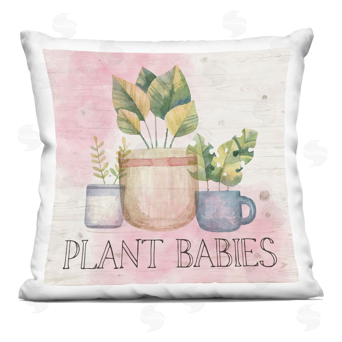 Nicole DeCamp Plant Babies Potted Greenery Garden Printed Plush Polyester Throw Pillow