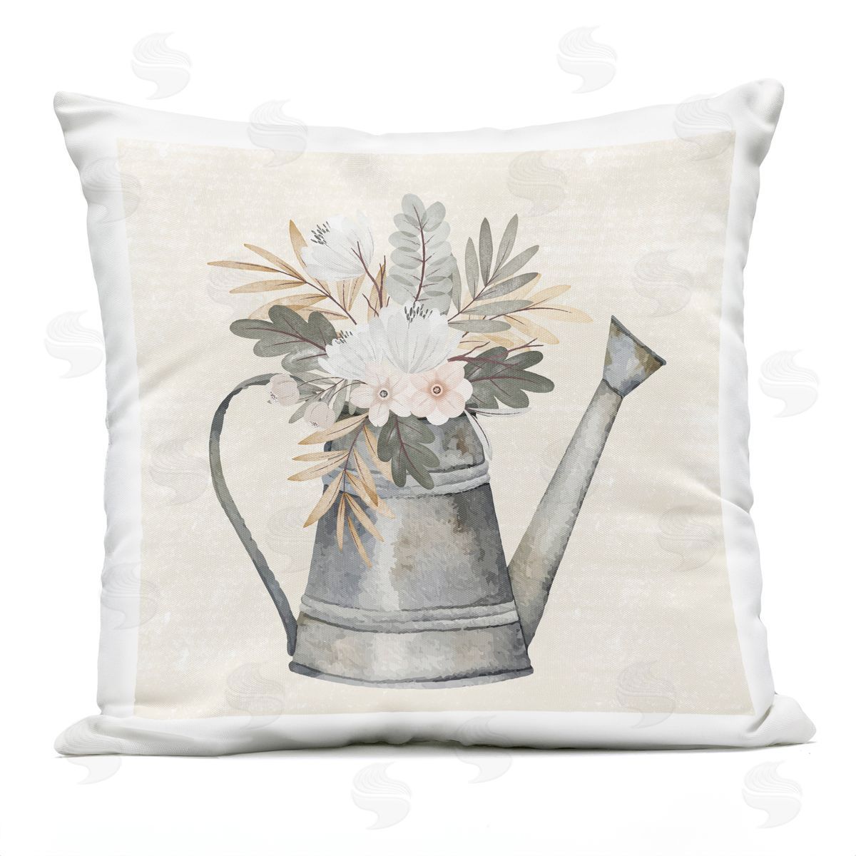 Nicole DeCamp Country Garden Watering Can Outdoor Quick-Dry Polyester Printed Throw Pillow