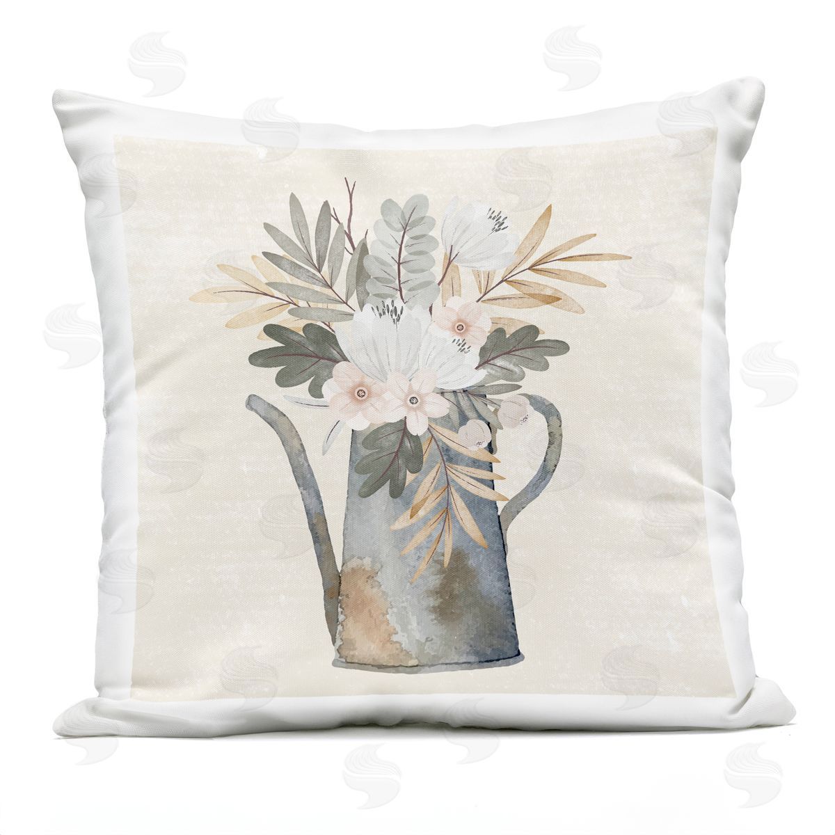 Nicole DeCamp Floral Watering Can Gardening Outdoor Quick-Dry Polyester Printed Throw Pillow