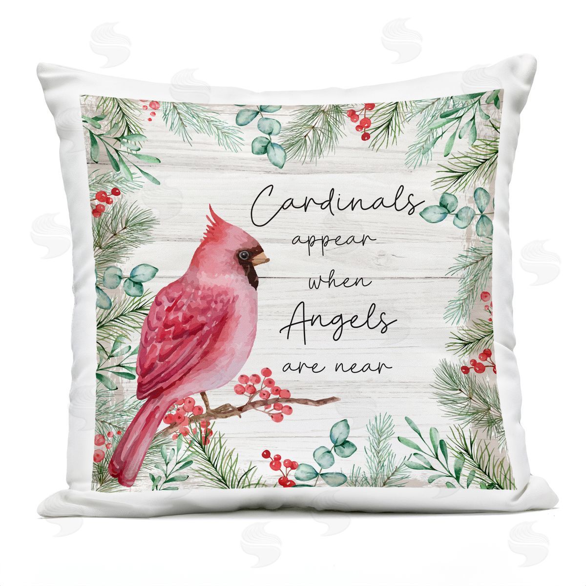 Nicole DeCamp Cardinals Appear When Angels Near Phrase Outdoor Quick-Dry Polyester Printed Throw Pillow