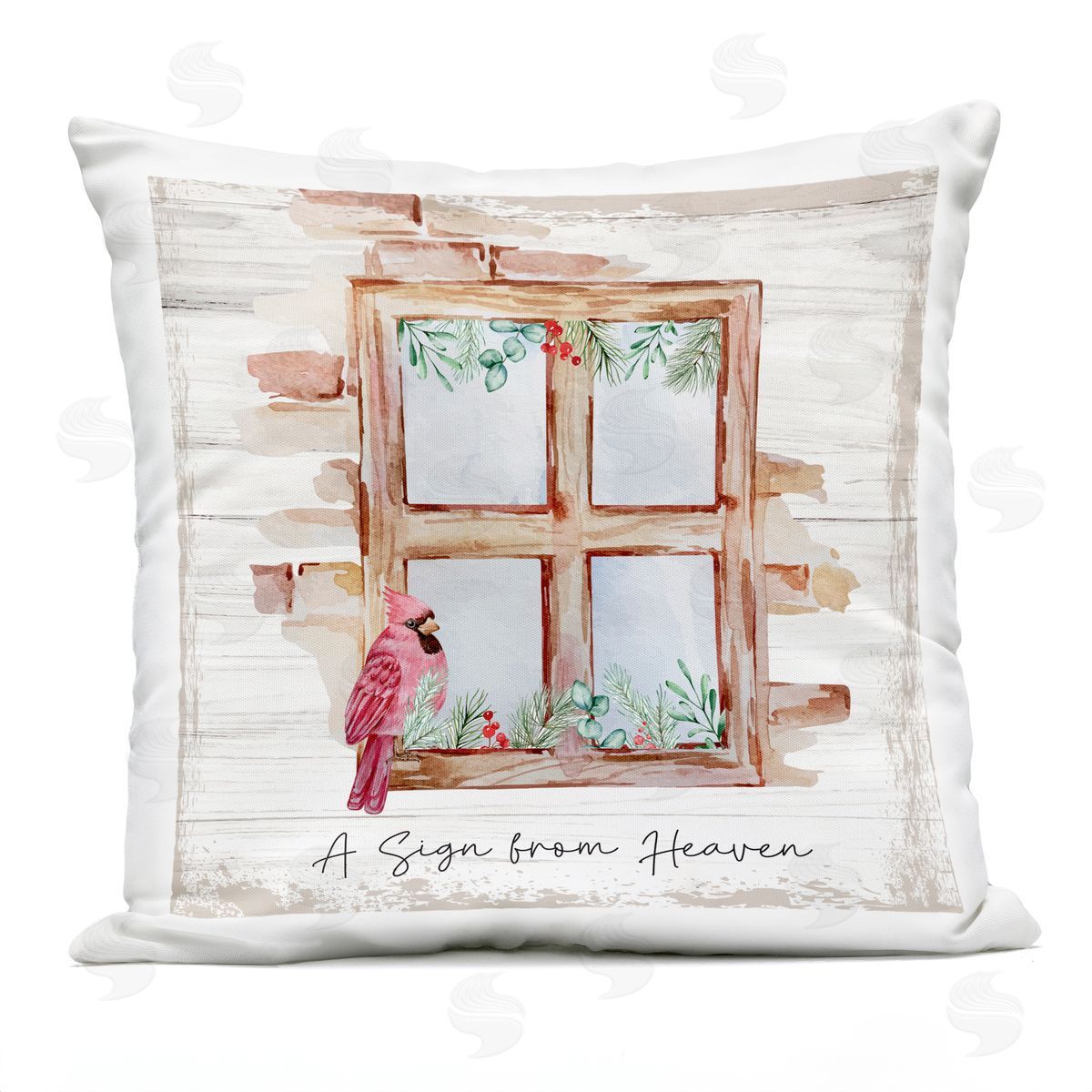 Nicole DeCamp Sign From Heaven Cardinal Windowsill Outdoor Quick-Dry Polyester Printed Throw Pillow
