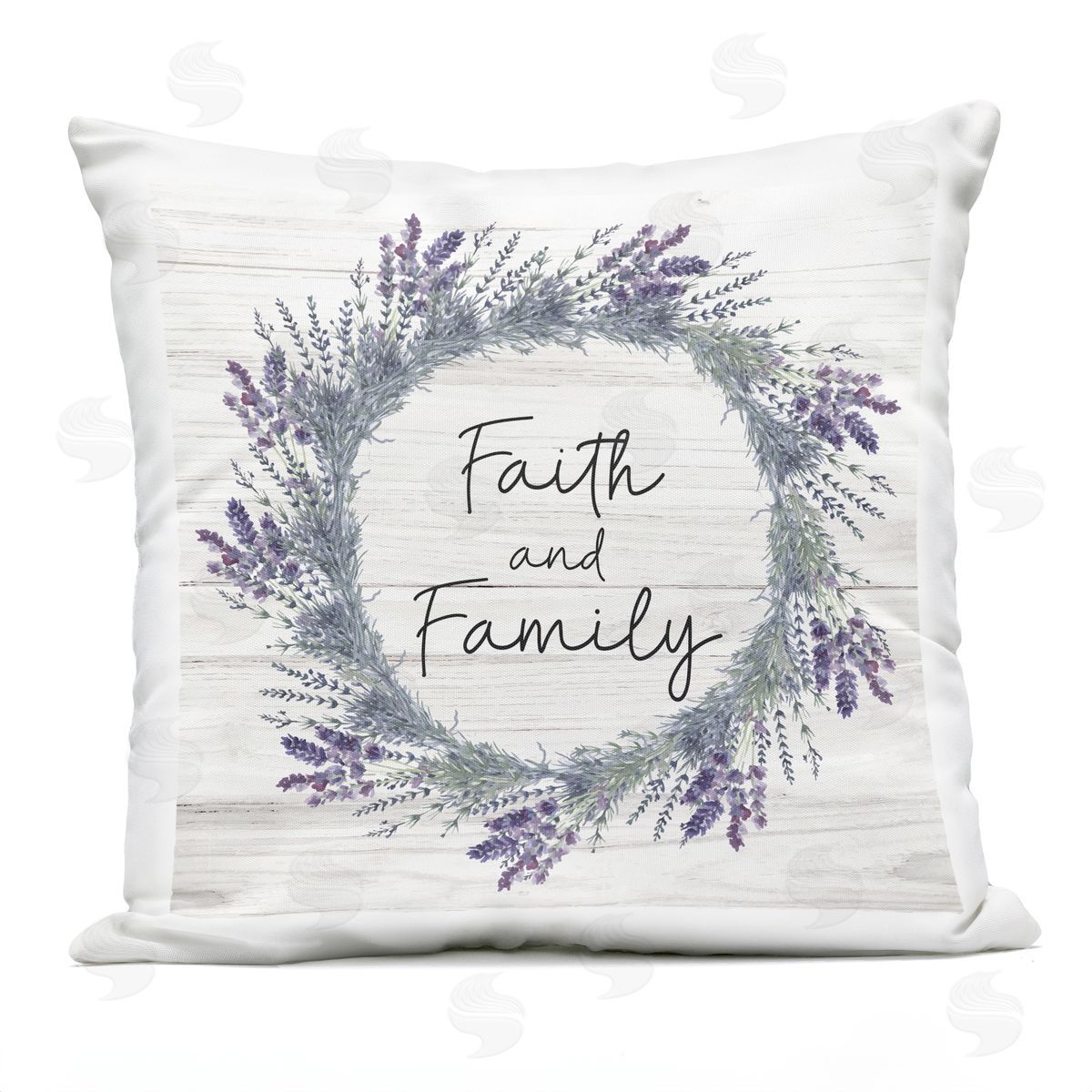 Nicole DeCamp Faith & Family Country Lavender Wreath Outdoor Quick-Dry Polyester Printed Throw Pillow