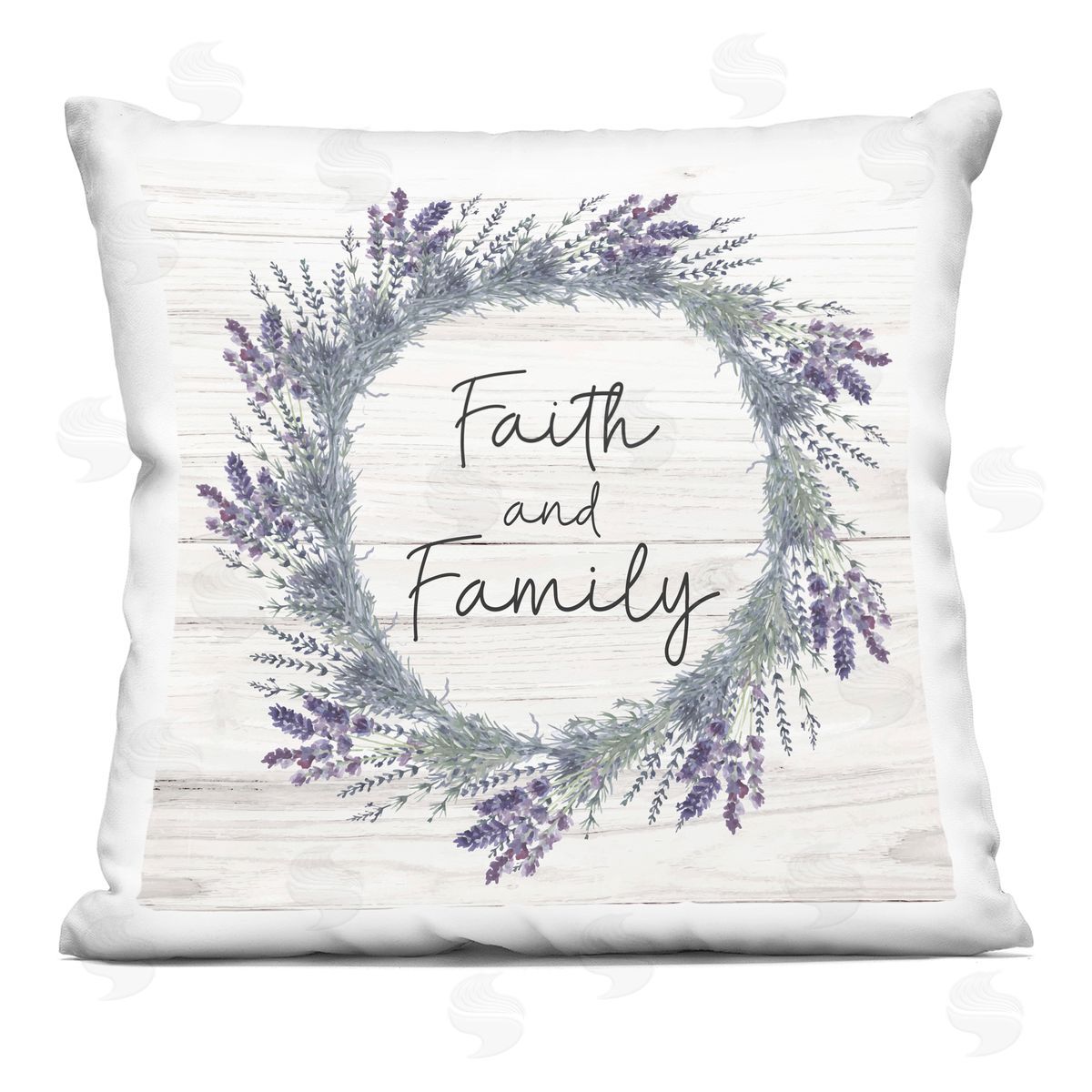 Nicole DeCamp Faith & Family Country Lavender Wreath Printed Plush Polyester Throw Pillow