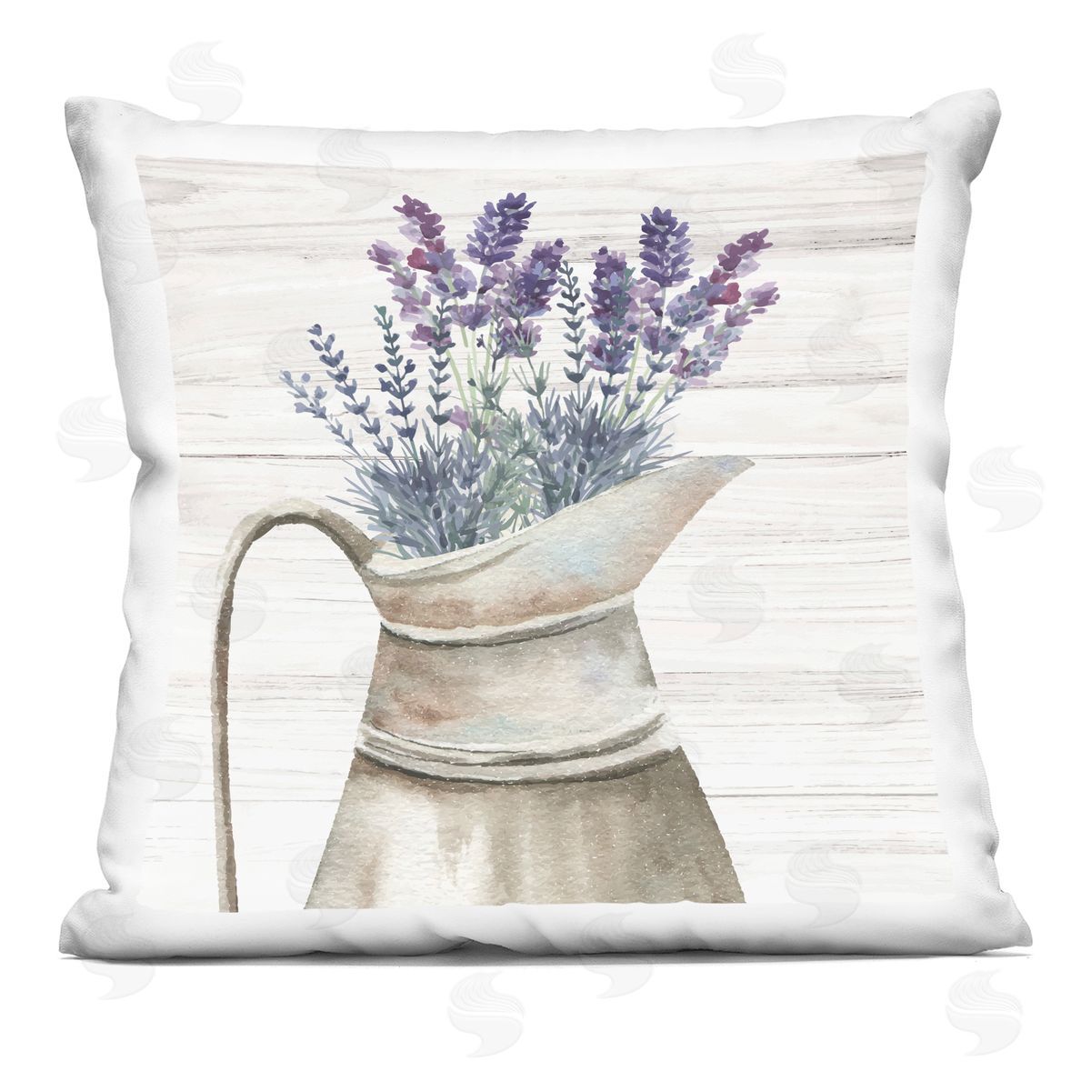 Nicole DeCamp Country Rustic Lavender Jug Printed Plush Polyester Throw Pillow