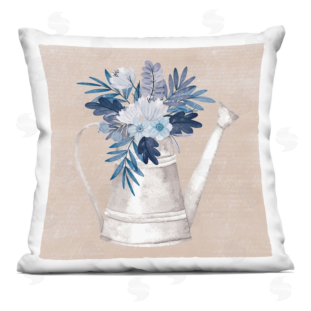 Nicole DeCamp Watering Can Rustic Bouquet Printed Plush Polyester Throw Pillow
