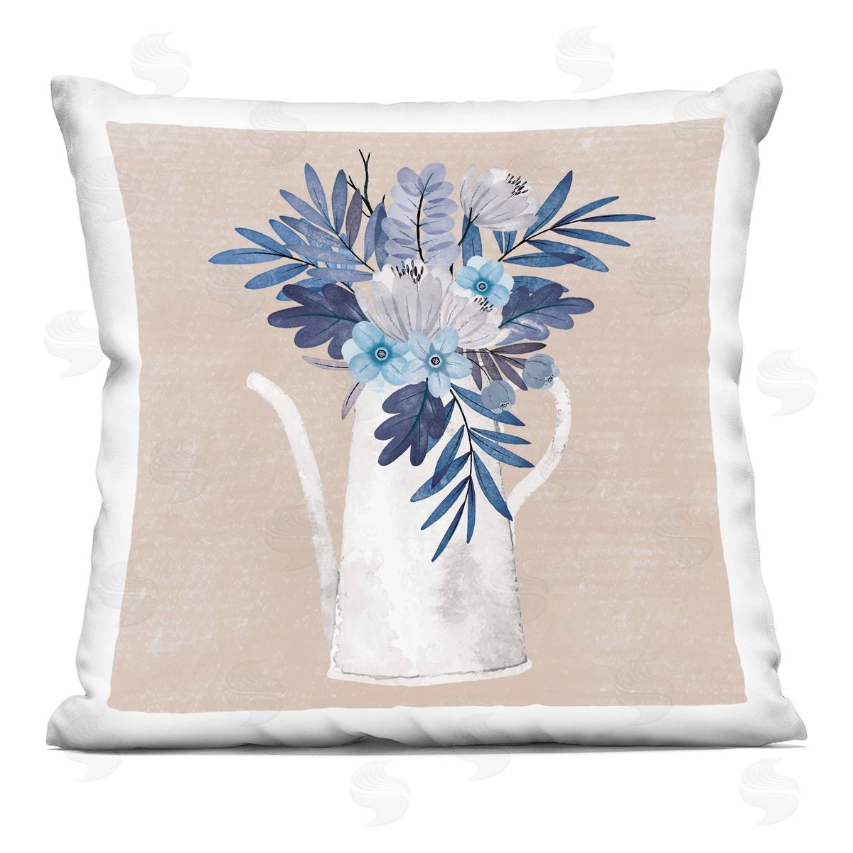 Nicole DeCamp Country Jug Blue Flowers Printed Plush Polyester Throw Pillow