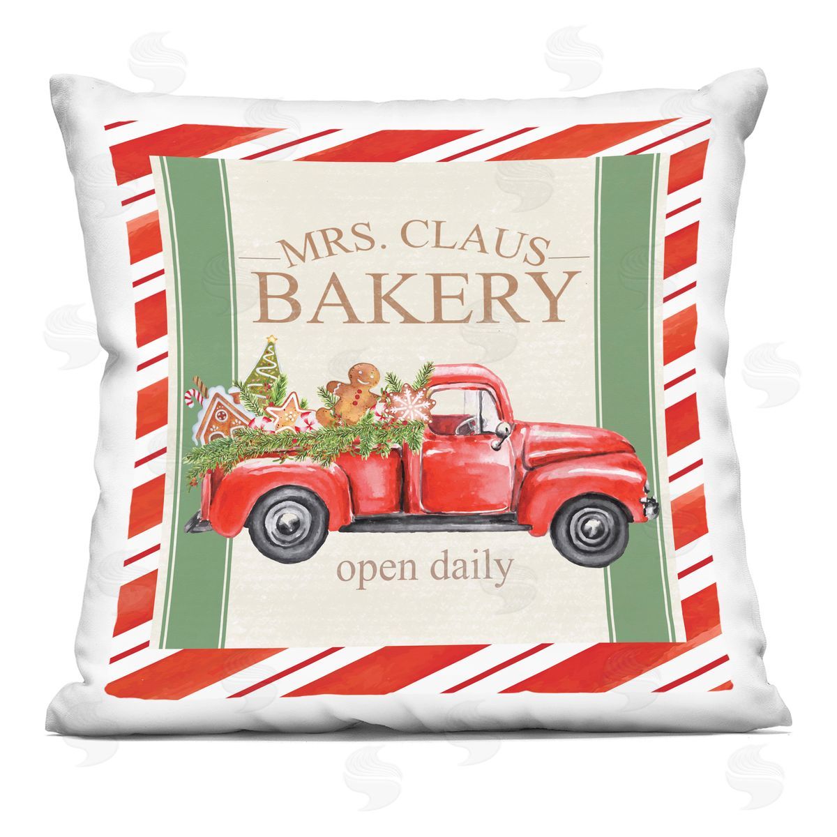 Nicole DeCamp Mrs. Claus Bakery Christmas Pattern Printed Plush Polyester Throw Pillow