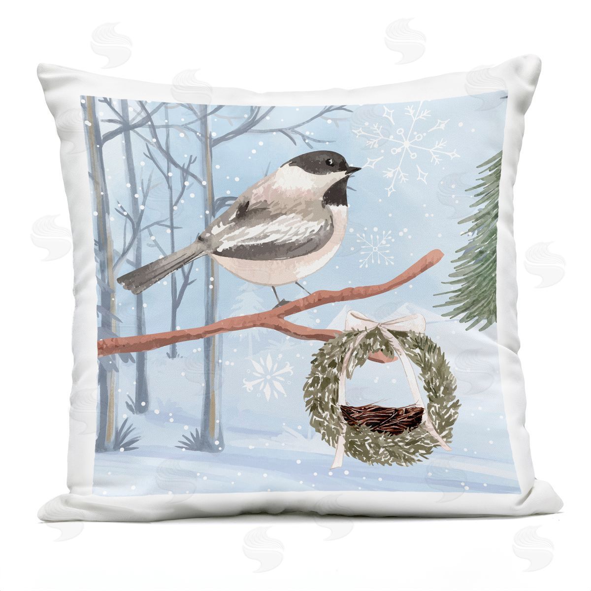 Nicole DeCamp Niveous Woodland Scene Bird Outdoor Quick-Dry Polyester Printed Throw Pillow