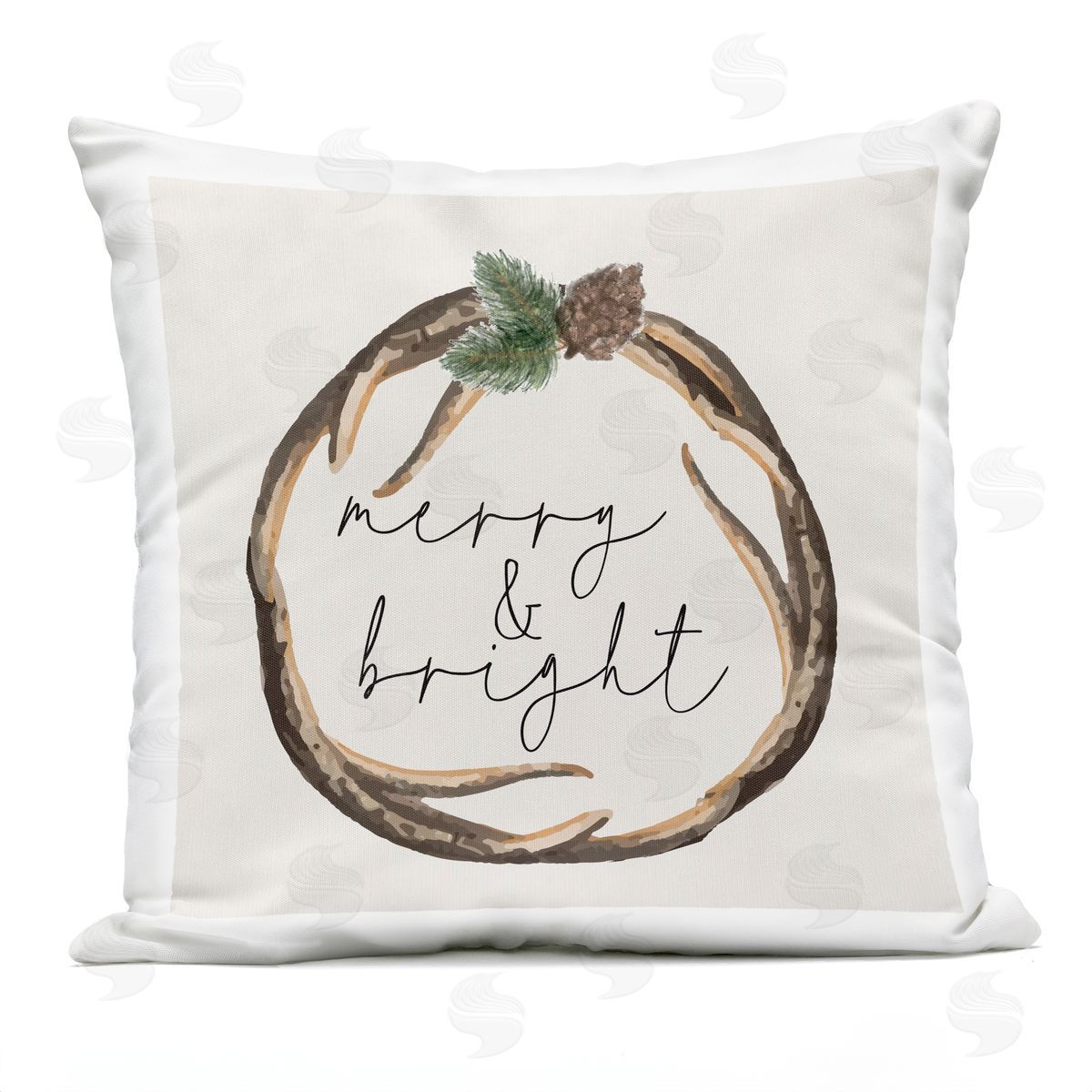 Nicole DeCamp Merry & Bright Woodsy Holiday Outdoor Quick-Dry Polyester Printed Throw Pillow