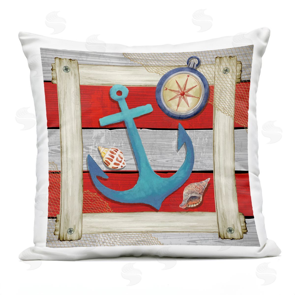 Nicole DeCamp Nautical Anchor Boating Compass Outdoor Quick-Dry Polyester Printed Throw Pillow