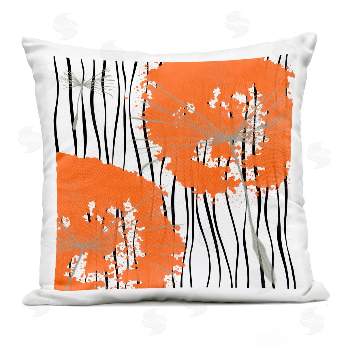 Contemporary Orange Dandelion Bloom Outdoor Printed Pillow, Home Decor by Irena Orlov
