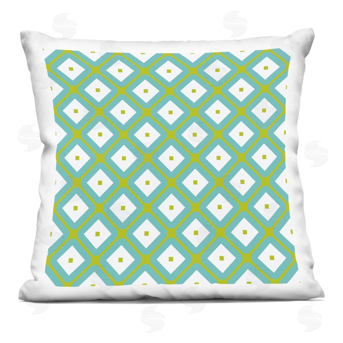 Turquoise Diamond Pattern Decorative Printed Pillow, Home Decor by Irena Orlov