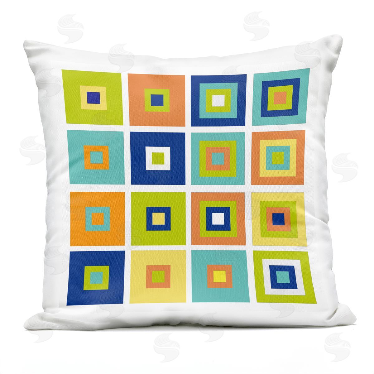 Modern Squares Varied Hues Outdoor Printed Pillow, Home Decor by Irena Orlov
