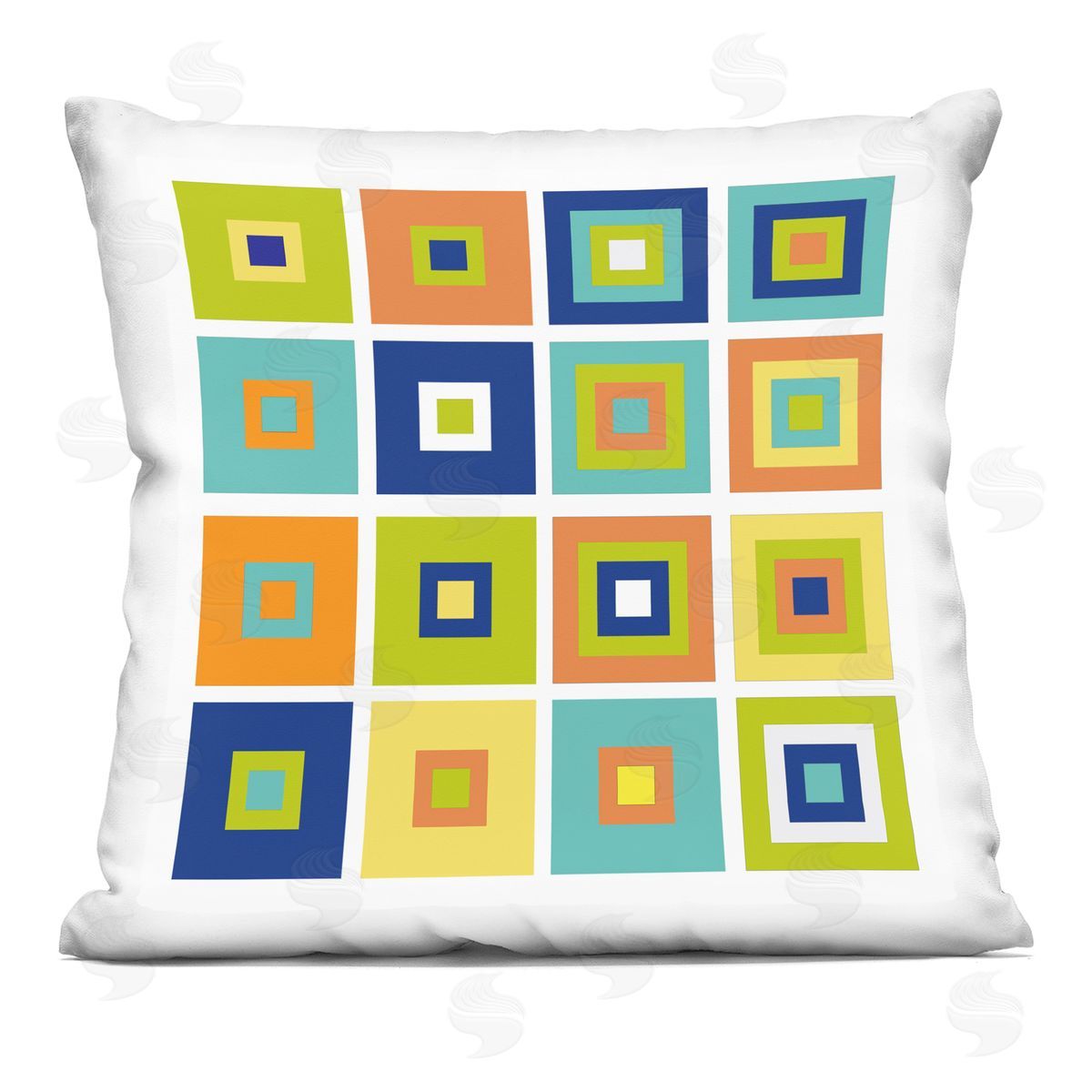 Modern Squares Varied Hues Decorative Printed Pillow, Home Decor by Irena Orlov