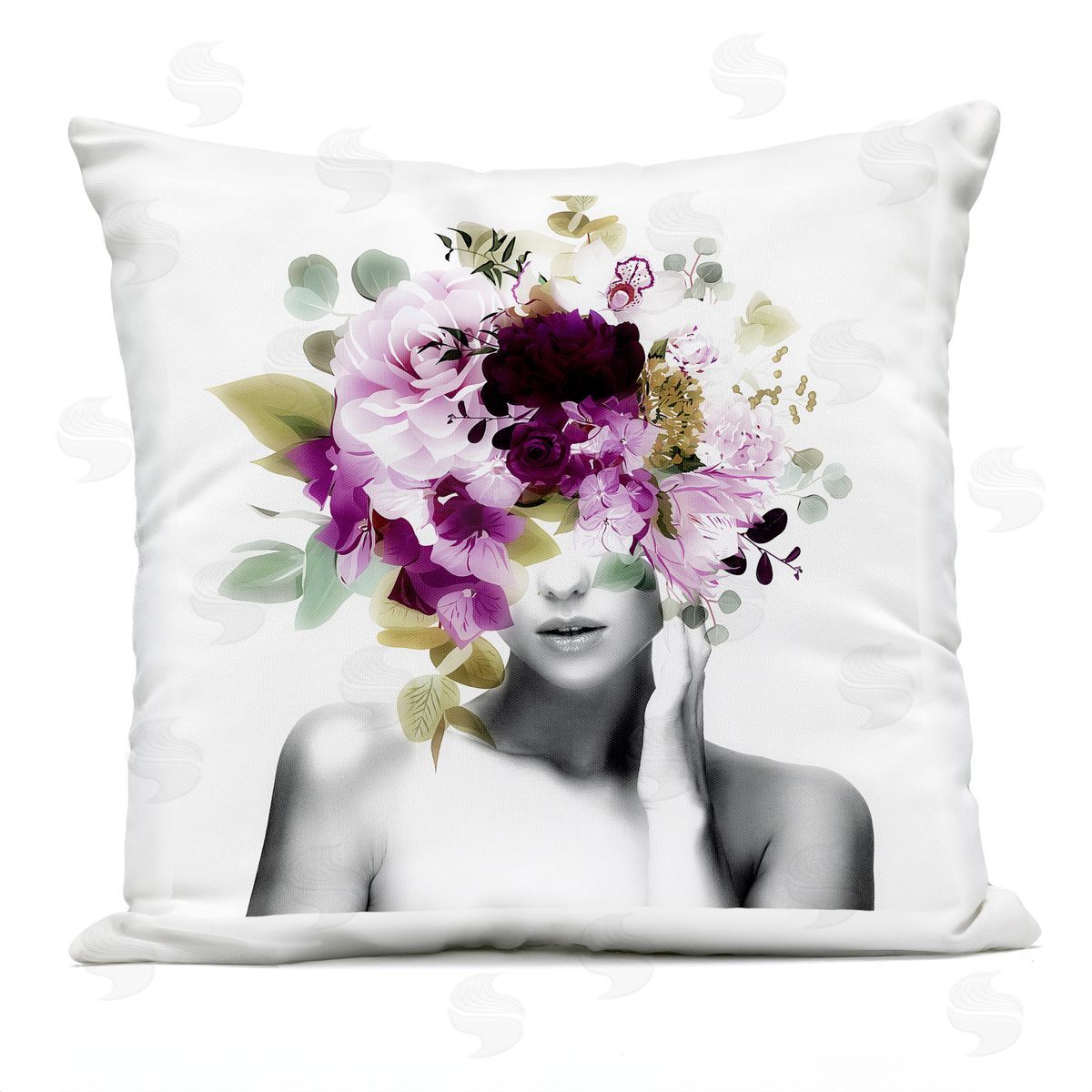 Blooming Purple Flowers Woman Outdoor Printed Pillow, Home Decor by Irena Orlov