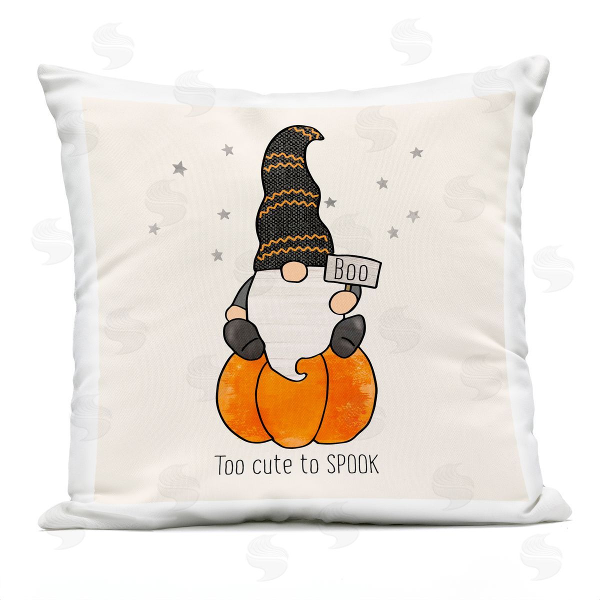 Too Cute To Spook Pumpkin Gnome Outdoor Printed Pillow, Home Decor by PDR Studios