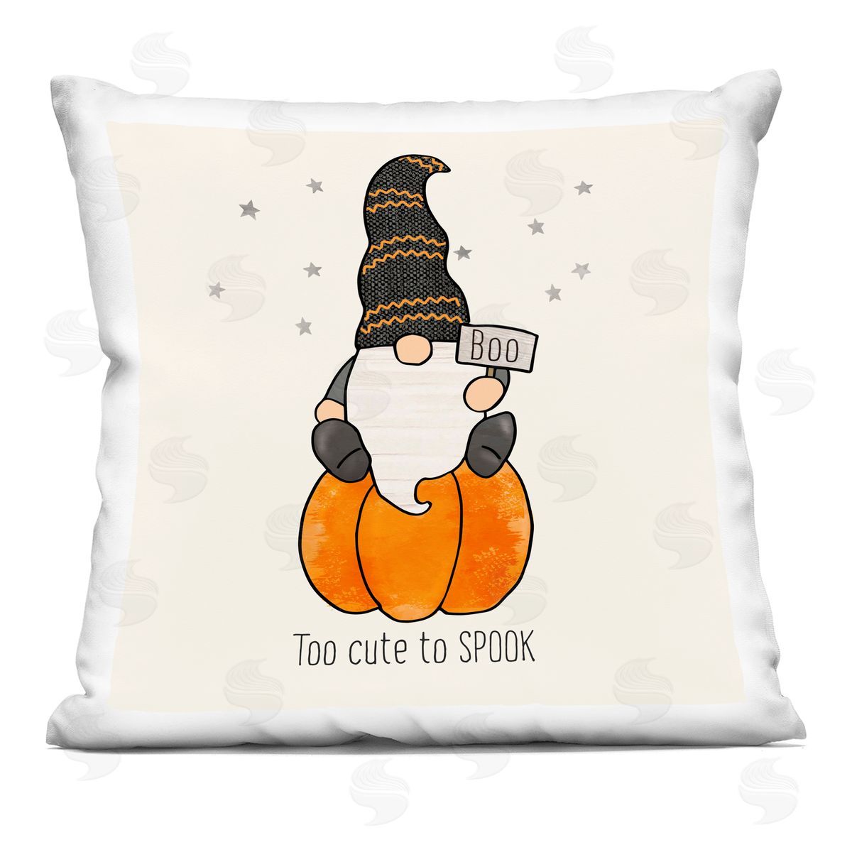 Too Cute To Spook Pumpkin Gnome Decorative Printed Pillow, Home Decor by PDR Studios