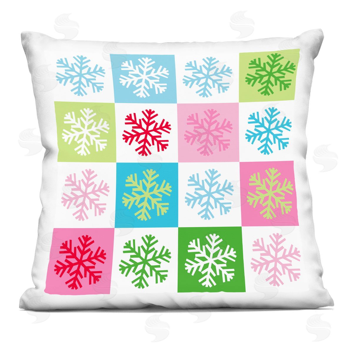 Fun Snowflake Pop Style Squares Decorative Printed Pillow, Home Decor by Stupell Studio
