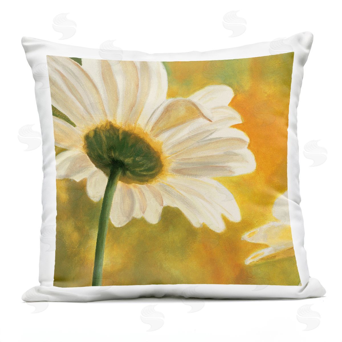 Sunlit Daisy Petals Nature Outdoor Printed Pillow, Home Decor by Pierre Viollet