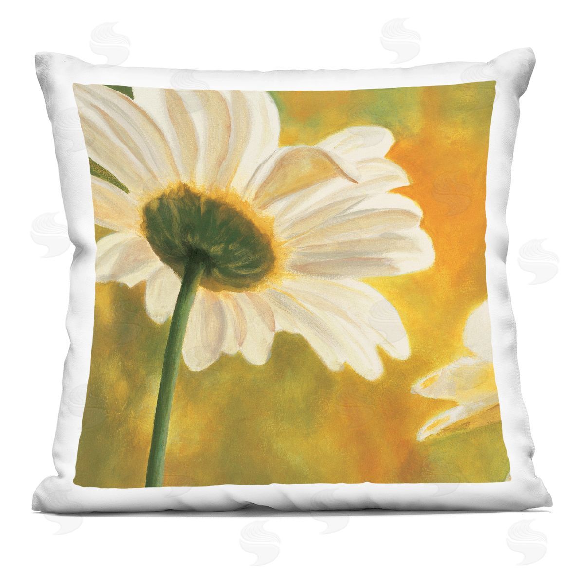 Sunlit Daisy Petals Nature Decorative Printed Pillow, Home Decor by Pierre Viollet