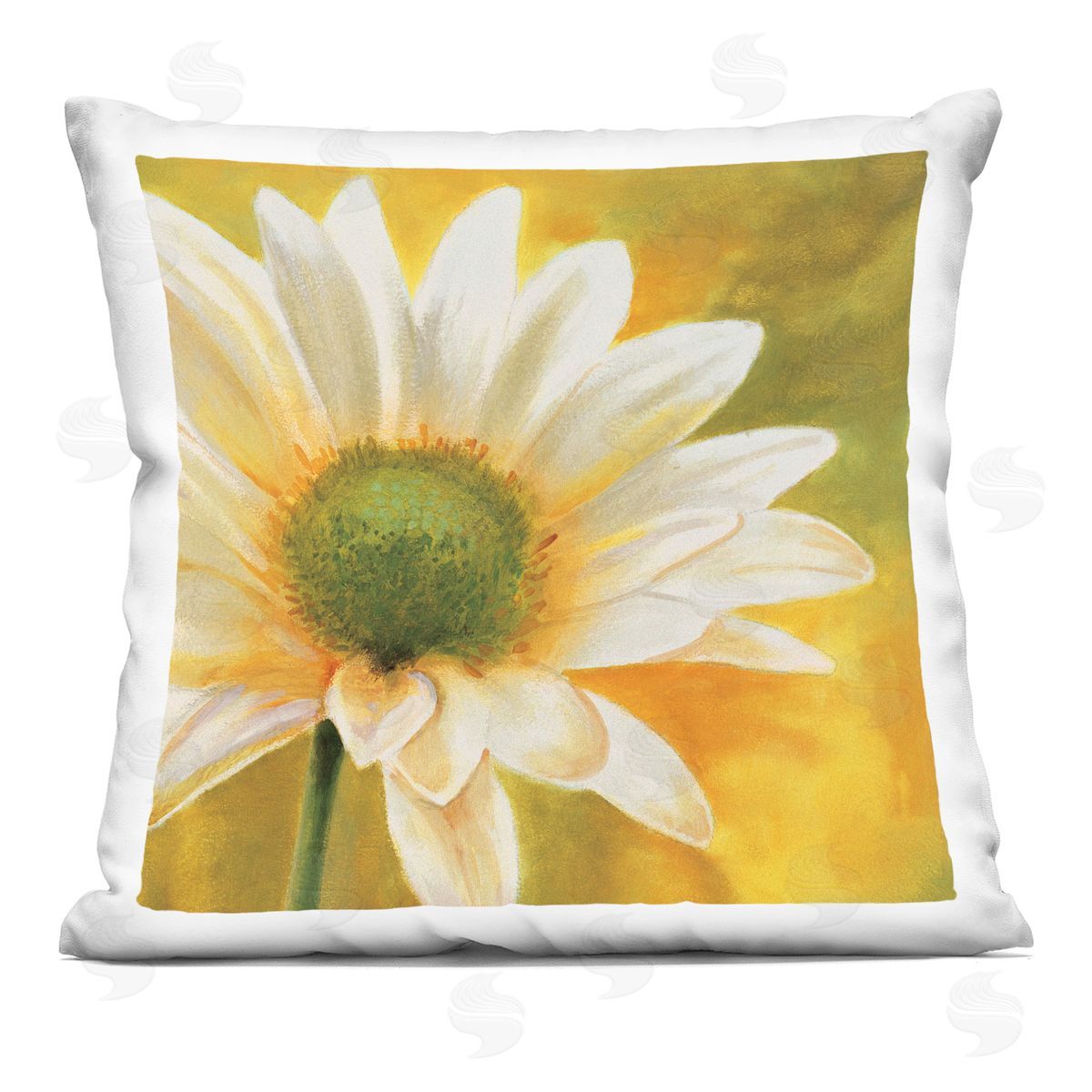 Sunny Nature Daisy Flower Decorative Printed Pillow, Home Decor by Pierre Viollet