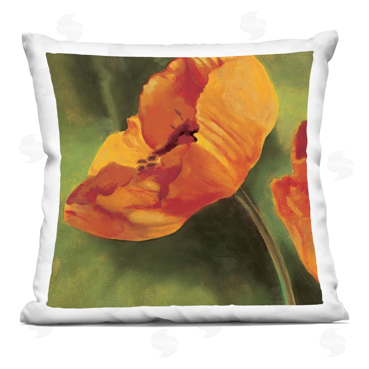 Orange Poppy Budding Flower Decorative Printed Pillow, Home Decor by Pierre Viollet