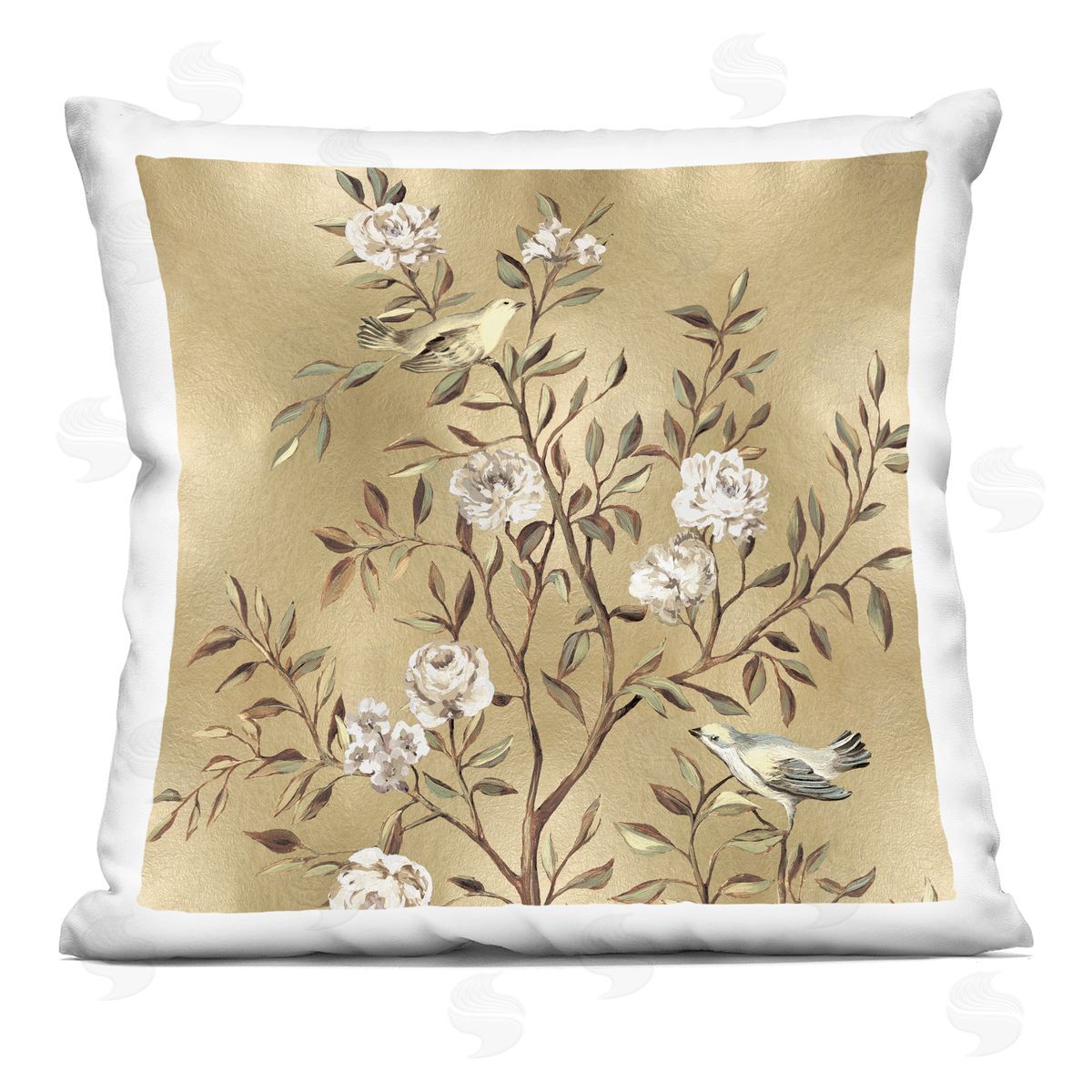 Traditional Birds Botanical Glam Decorative Printed Pillow, Home Decor by Reneé Campbell