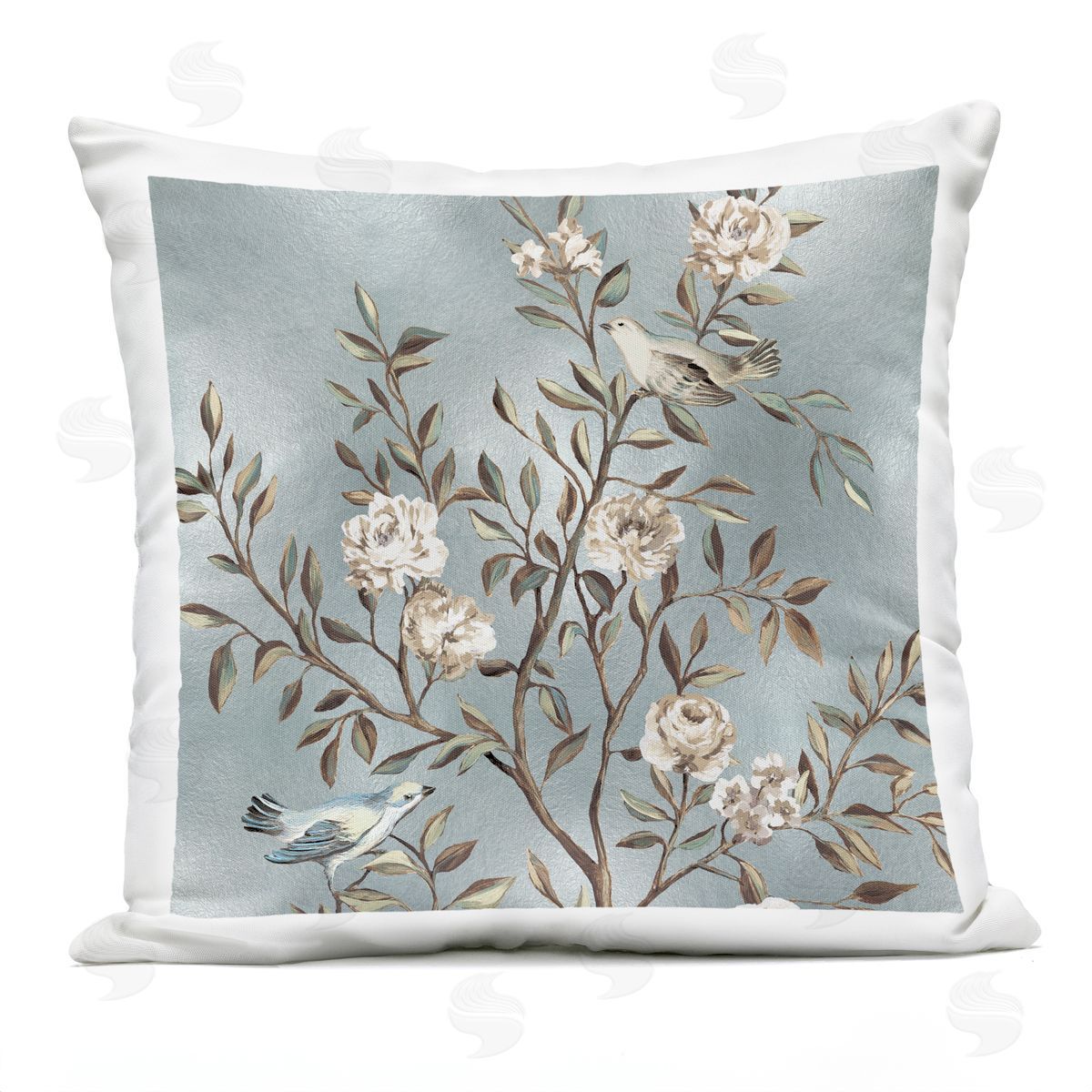 Classic Birds Perched Nature Outdoor Printed Pillow, Home Decor by Reneé Campbell