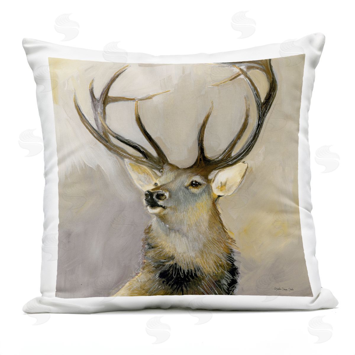 Stoic Elk Nature Portrait Outdoor Printed Pillow, Home Decor by Stellar Design Studio