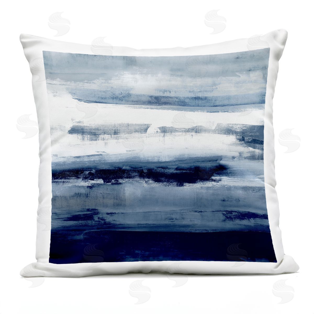 Deep Blue Abstract Brush Strokes Outdoor Printed Pillow, Home Decor by Jake Messina