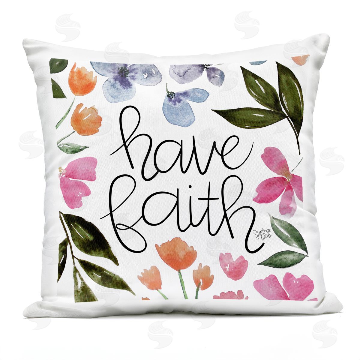 Have Faith Floral Petals Outdoor Printed Pillow, Home Decor by Stephanie Dicks