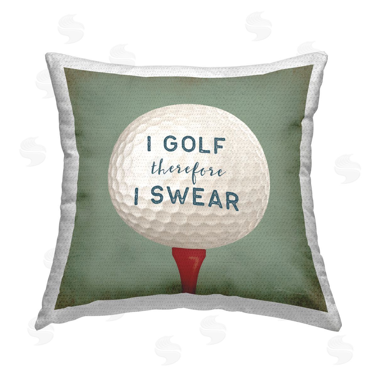 Golf Therefore I Swear Funny Sports Outdoor Printed Pillow, Home Decor by Stephanie Workman Marrott