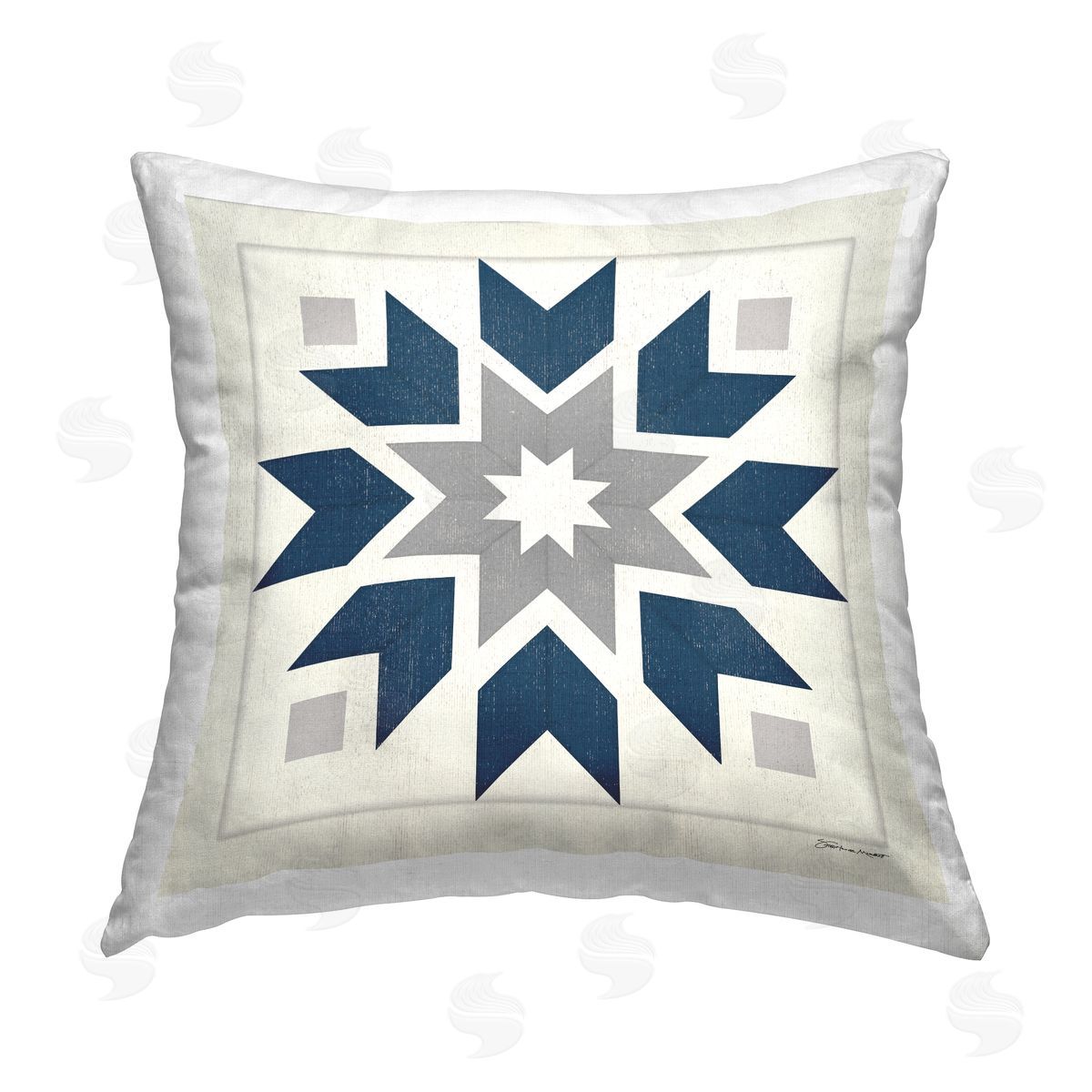 Geometric Quilt Block Shapes Decorative Printed Pillow, Home Decor by Stephanie Workman Marrott