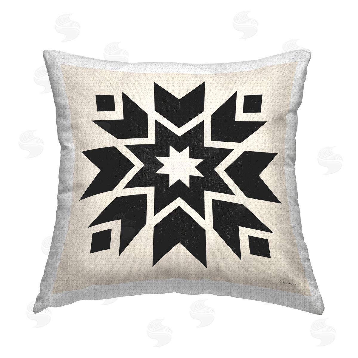 Bold Black Quilt Block Shapes Outdoor Printed Pillow, Home Decor by Stephanie Workman Marrott