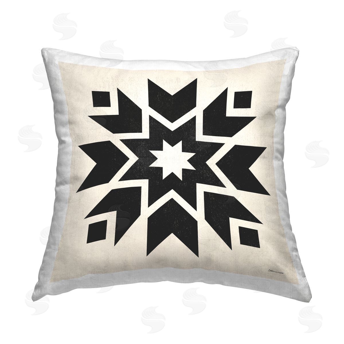 Bold Black Quilt Block Shapes Decorative Printed Pillow, Home Decor by Stephanie Workman Marrott