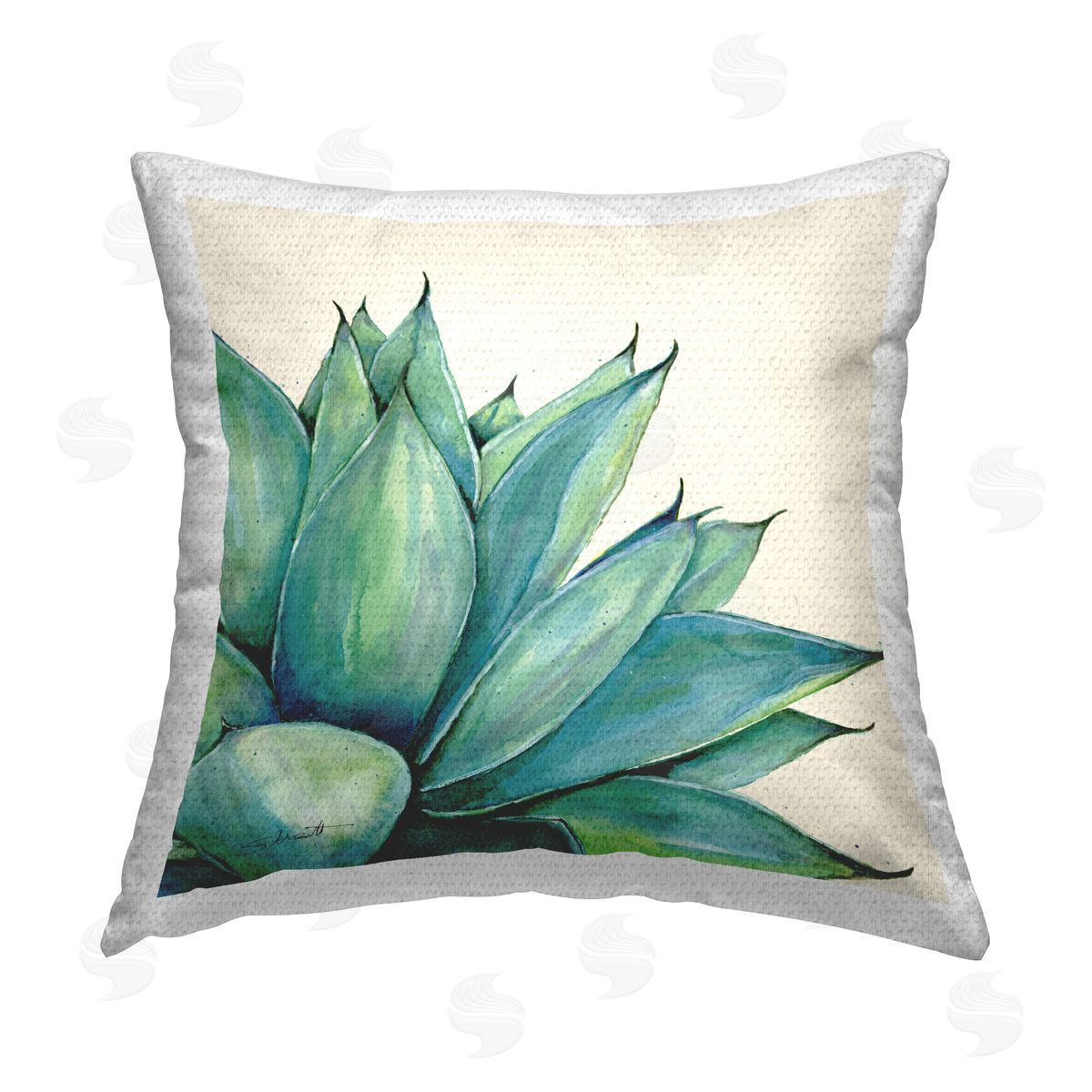 Green Succulent Shrub Plant Outdoor Printed Pillow, Home Decor by Stephanie Workman Marrott