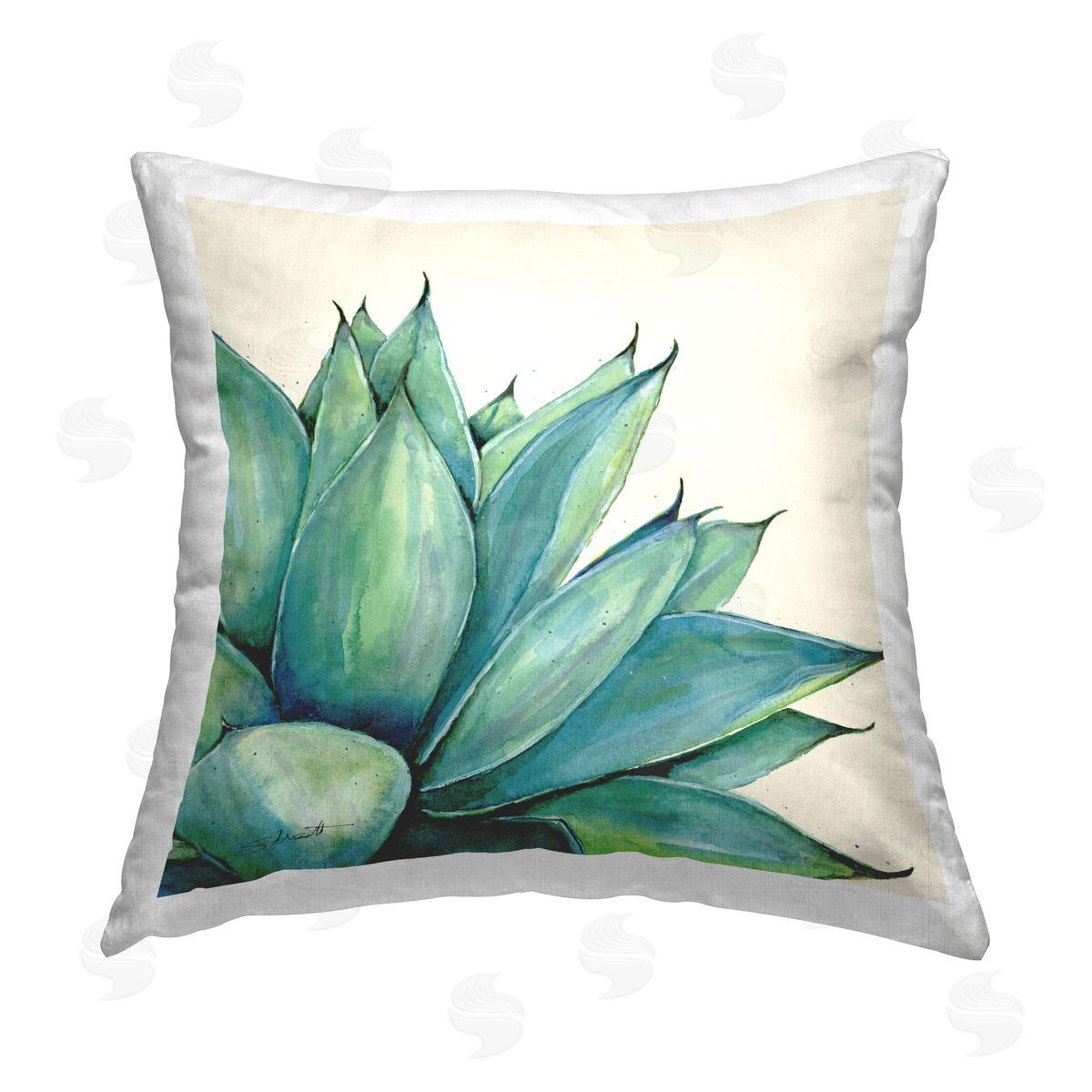 Green Succulent Shrub Plant Decorative Printed Pillow, Home Decor by Stephanie Workman Marrott