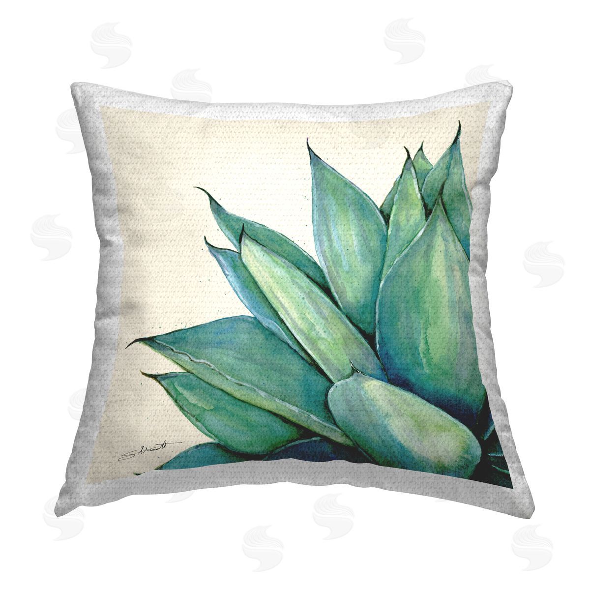 Lush Succulent Plant Greenery Outdoor Printed Pillow, Home Decor by Stephanie Workman Marrott