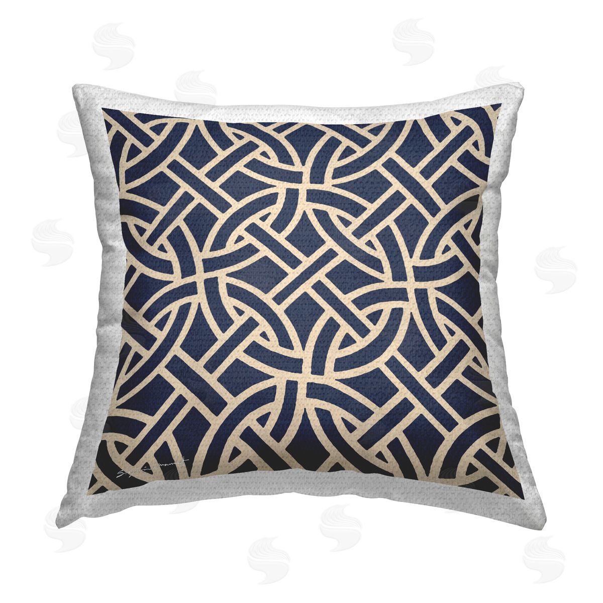 Blue Linked Circles Pattern Outdoor Printed Pillow, Home Decor by Stephanie Workman Marrott