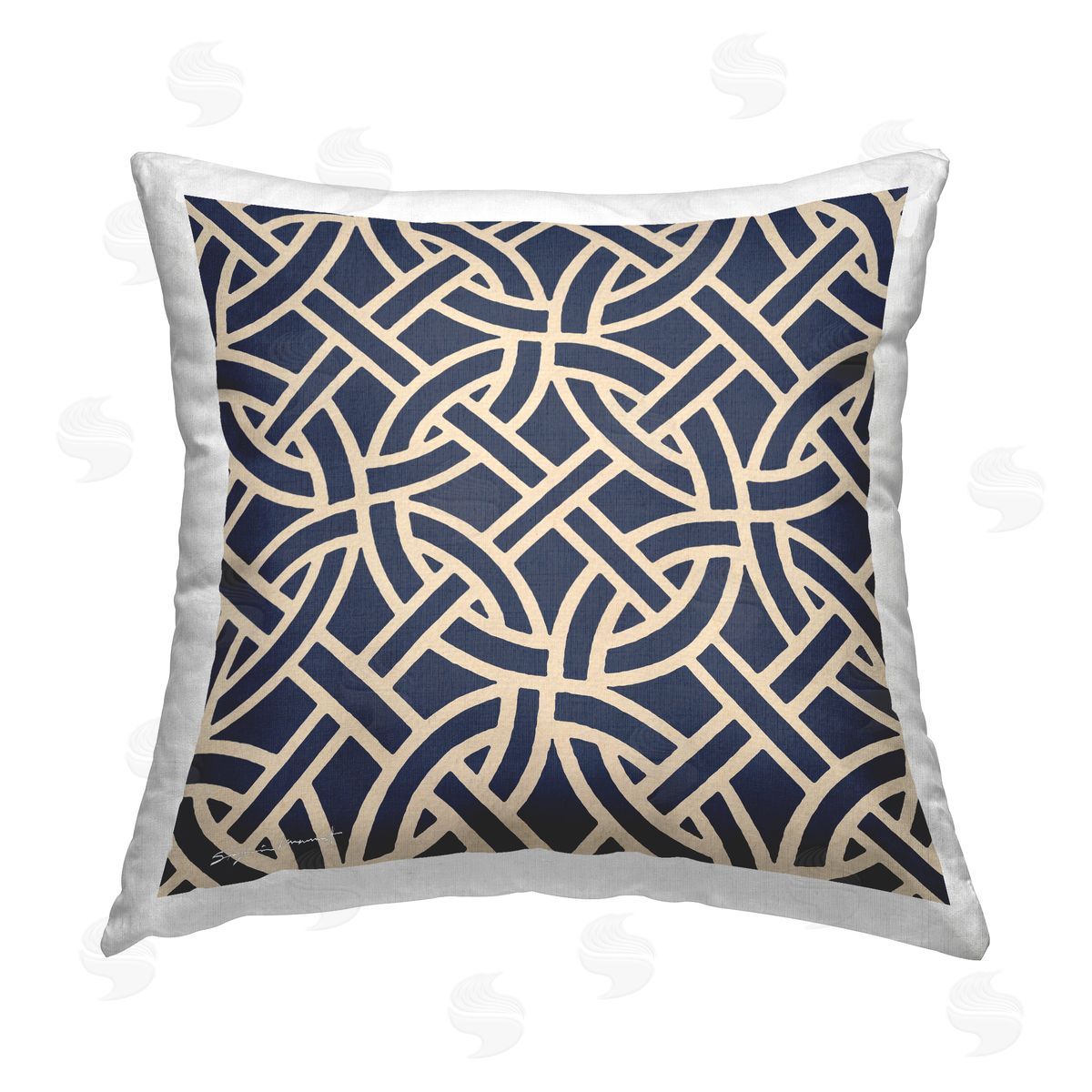 Blue Linked Circles Pattern Decorative Printed Pillow, Home Decor by Stephanie Workman Marrott