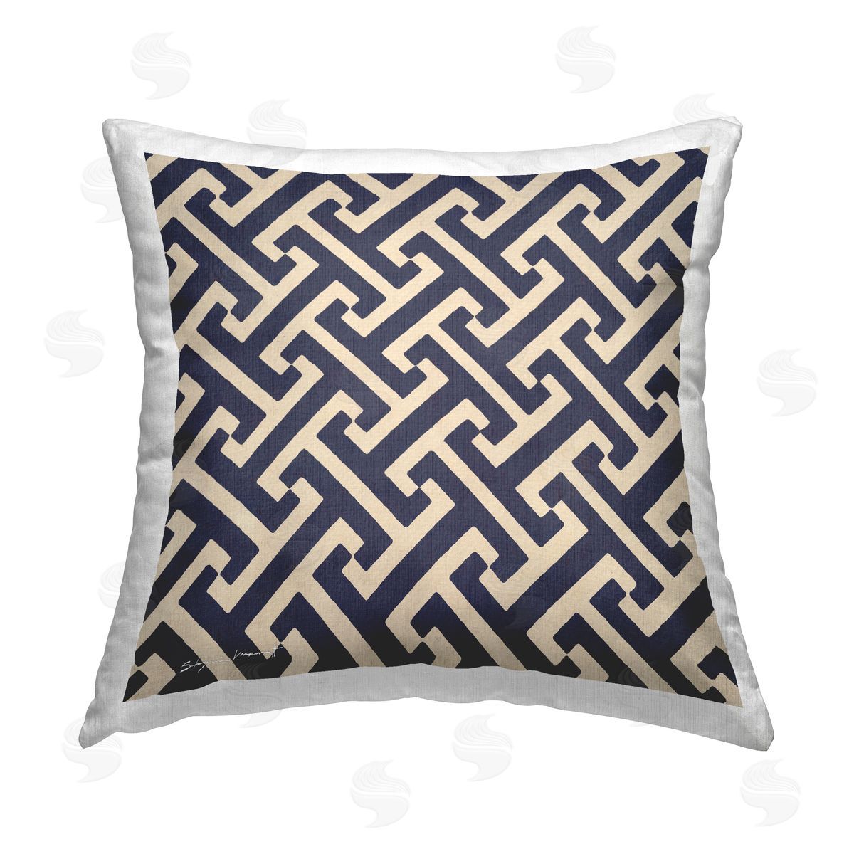 Modern Geometric Links Pattern Decorative Printed Pillow, Home Decor by Stephanie Workman Marrott