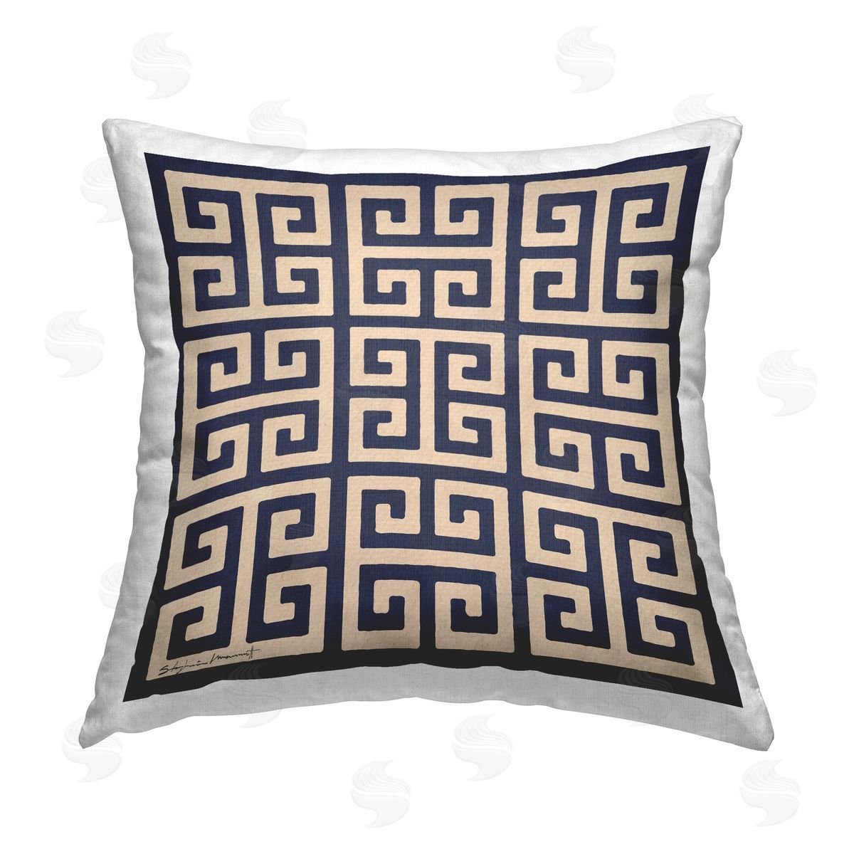Classic Greek Key Pattern Decorative Printed Pillow, Home Decor by Stephanie Workman Marrott