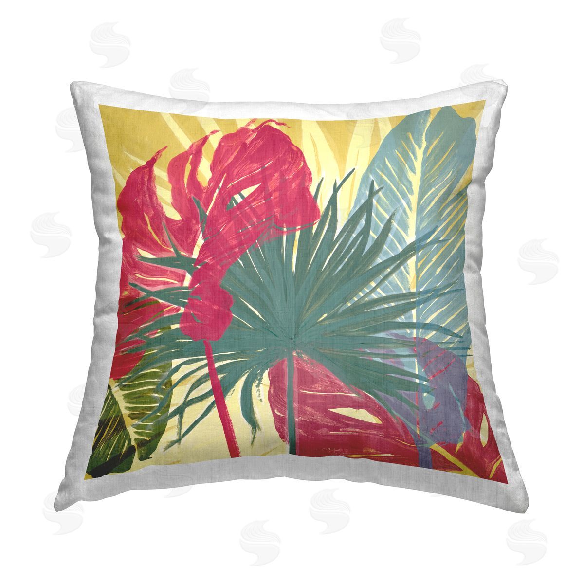Bright Botanical Leaves Tropical Decorative Printed Pillow, Home Decor by Patricia Pinto