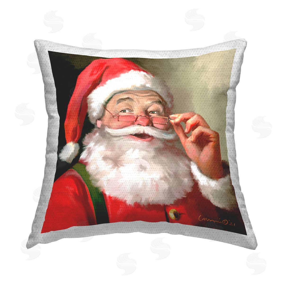 Yellow Cafe Jolly Red Santa Claus Laughter Outdoor Quick-Dry Polyester Printed Throw Pillow