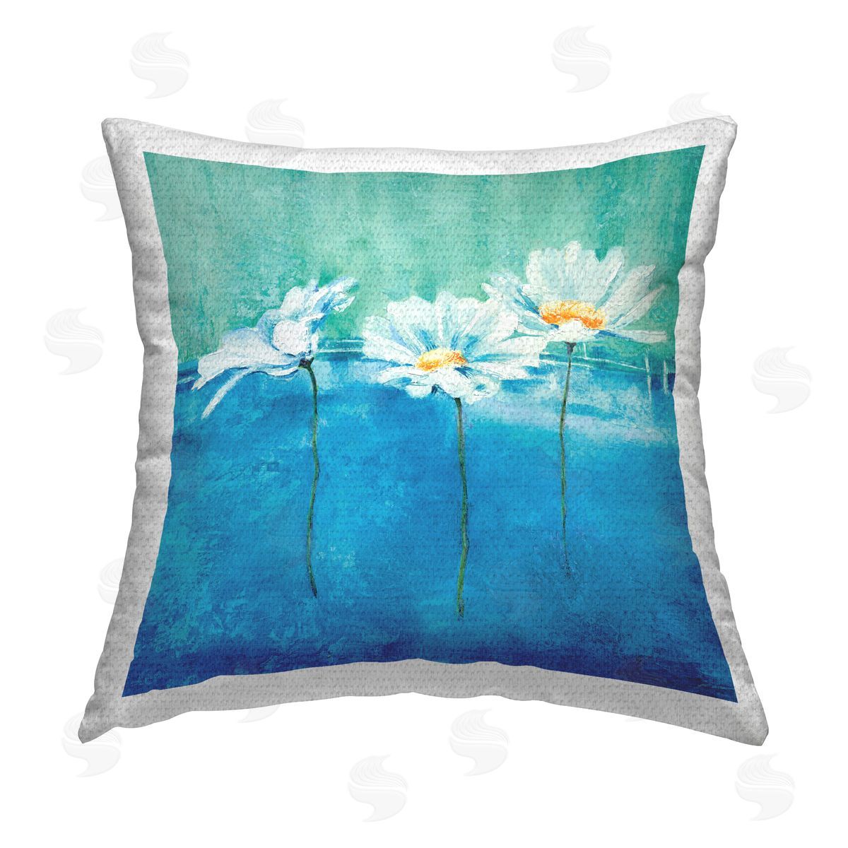 Daisies Blooming Abstract Flowers Outdoor Printed Pillow, Home Decor by Isabelle Herbert
