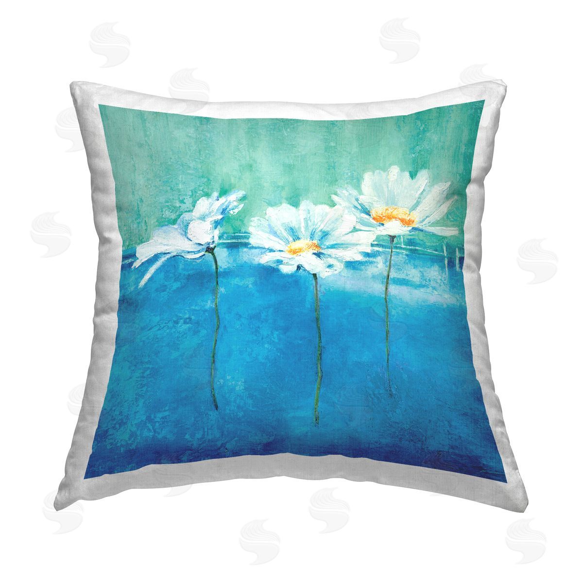 Daisies Blooming Abstract Flowers Decorative Printed Pillow, Home Decor by Isabelle Herbert