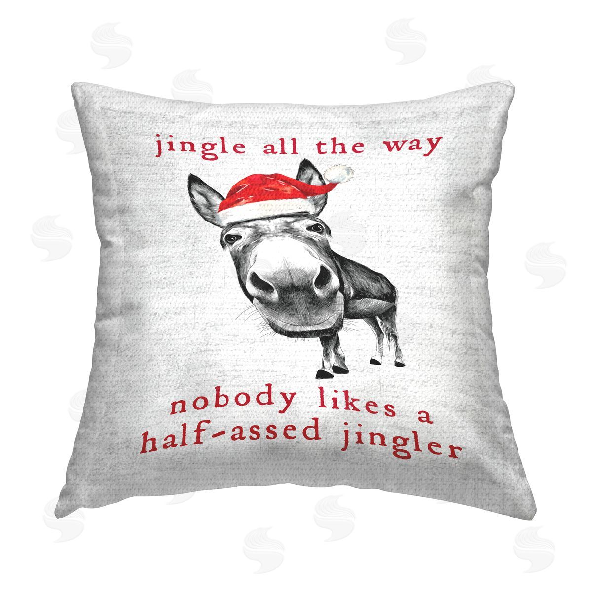 Jingle All The Way Donkey Outdoor Printed Pillow, Home Decor by Lettered and Lined