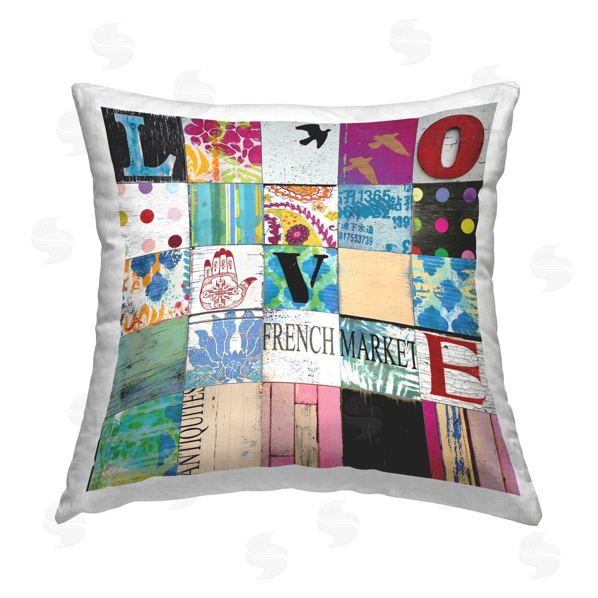 Vintage Love Letter Collage Decorative Printed Pillow, Home Decor by Charlie Carter